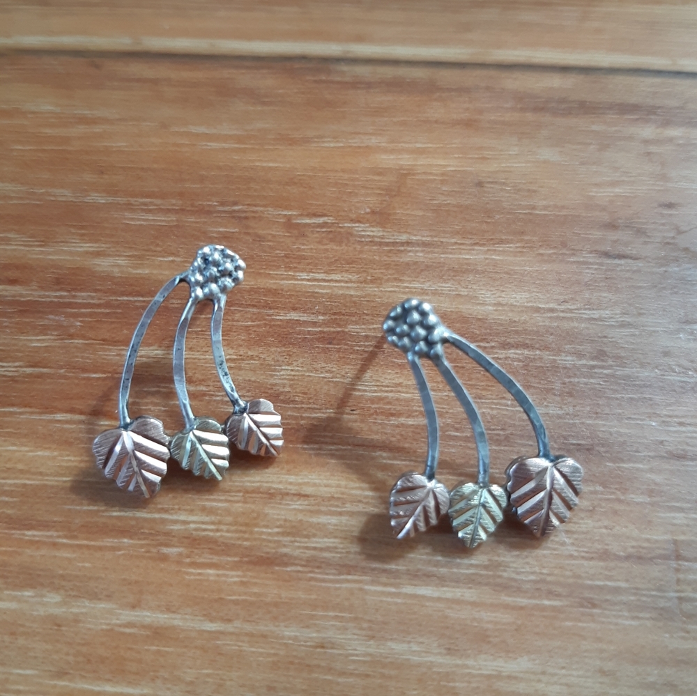 Sterling 12K Gold Black Hills Gold Stud Earring No Backings